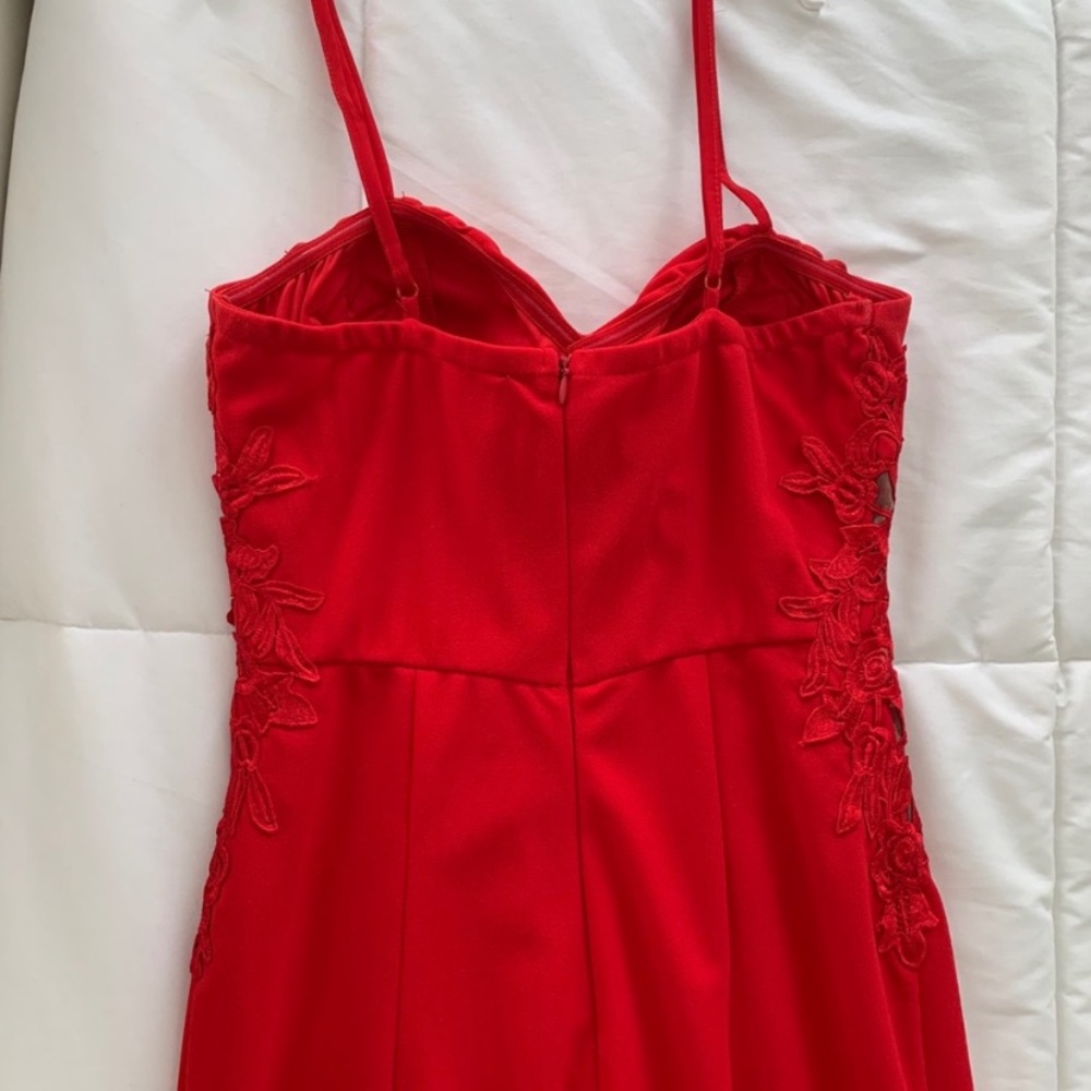 Red Embroidered Prom Dress - Picture 3 of 6